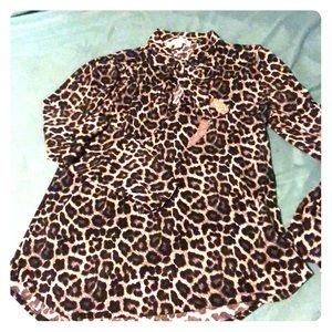 Michael Kors Tie Blouse w/ Chains